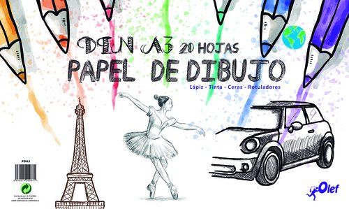 BLOC DE DIBUJO OLEF BASICO ENCOLADO LISO A3 130g 2