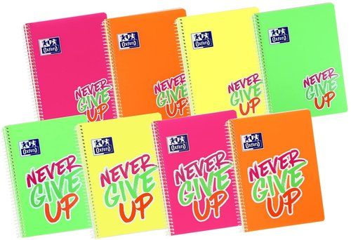 BLOC OXFORD NEON NEVER GIVE UP tapa PP Fº 80h CUAD