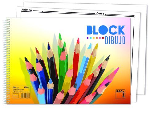 BLOC DE DIBUJO PACSA COLOURS CON ESPIRAL LISO con