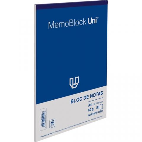BLOC DE NOTAS UNIPAPEL MEMOBLOC A4 80h 60g LISO