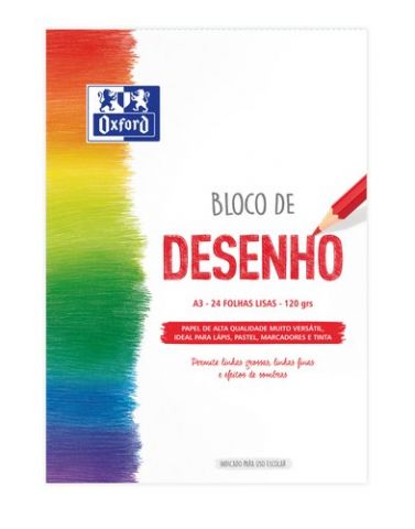 BLOC DE DIBUJO OXFORD ENCOLADO LISO A3 120g 24h