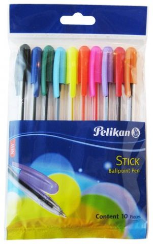 BOLIGRAFO PELIKAN STICK  BLISTER de 10 SURTIDOS