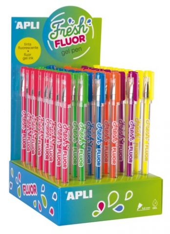 BOLIGRAFO APLI FRESH FLUOR TINTA GEL EXPOSITOR DE