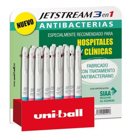 ROLLER GEL RT. UNI-BALL JETSTREAM 3 ANTIBACTERIAS