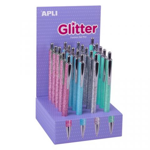 BOLIGRAFO APLI GLITTER COLLECTION EXPOSITOR DE 20