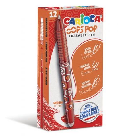 BOLIGRAFO CARIOCA OOPS POP BORRABLE ROJO CAJA DE 1