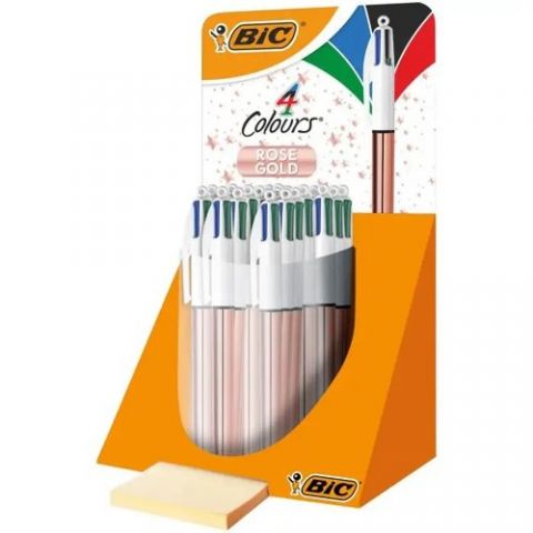 BOLIGRAFO de 4 COLORES BIC ROSE GOLD EXPOSITOR de