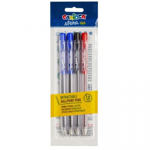 BOLIGRAFO CARIOCA SFERA RETRACTIL 1.0mm BOLSA DE 4