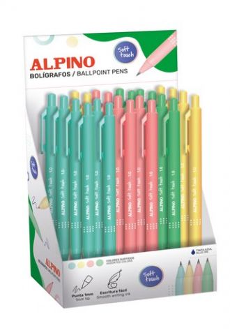 BOLIGRAFO ALPINO SOFT TOUCH PASTEL 1mm  EXPOSITOR