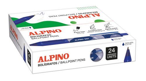 BOLIGRAFO ALPINO DOT UNICOLOR 1mm  AZUL CAJA de 24