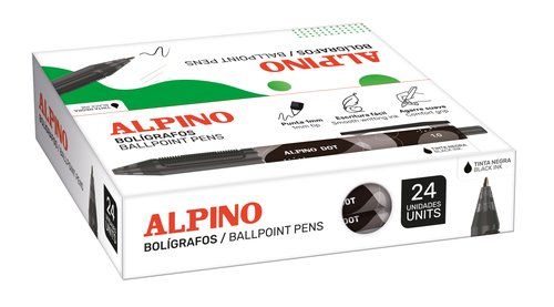 BOLIGRAFO ALPINO DOT UNICOLOR 1mm  NEGRO CAJA de 2