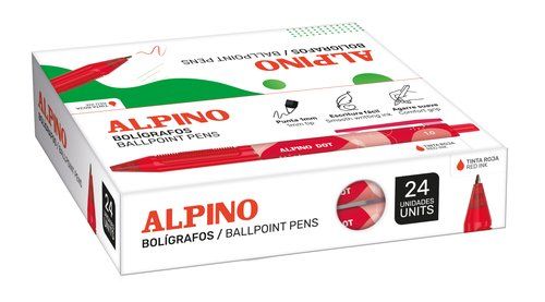 BOLIGRAFO ALPINO DOT UNICOLOR 1mm  ROJO CAJA de 24
