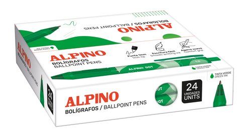 BOLIGRAFO ALPINO DOT UNICOLOR 1mm  VERDE CAJA de 2
