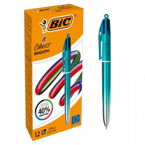 BOLIGRAFO de 4 COLORES BIC SMOOTH GRADIENT CELESTE