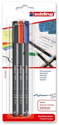 ROTULADOR FIBRA EDDING 1200  SURTIDO BLISTER de 3