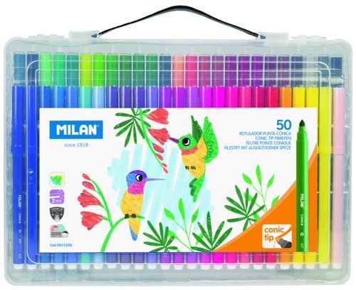 ROTULADOR FIBRA MILAN PUNTA CONICA ESTUCHE 50