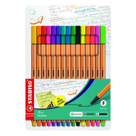 ROTULADOR FIBRA STABILO POINT 88 ESTUCHE de 15 (10