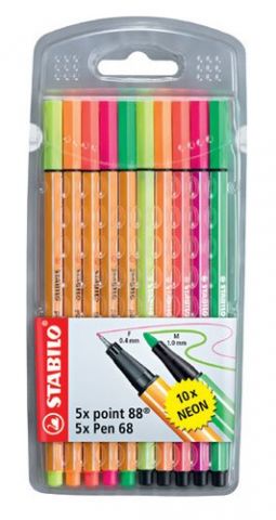 ROTULADOR FIBRA STABILO POINT 88/PEN 68 COLORES NE