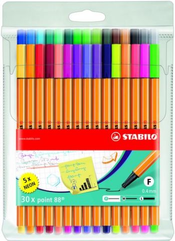 ROTULADOR FIBRA STABILO POINT 88 ESTUCHE de 25 + 5
