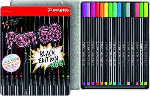 ROTULADOR FIBRA STABILO PEN 68 BLACK EDITION CAJA