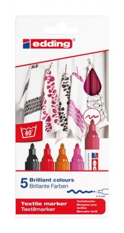 MARCADOR TEXTIL EDDING 4500 CAJA de 5 (col. calido