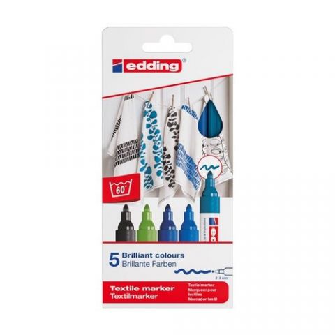 MARCADOR TEXTIL EDDING 4600 (fino) CAJA de 5 (col.