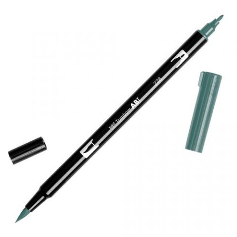 ROTULADOR TOMBOW DOBLE PUNTA PINCEL VERDE GRIS