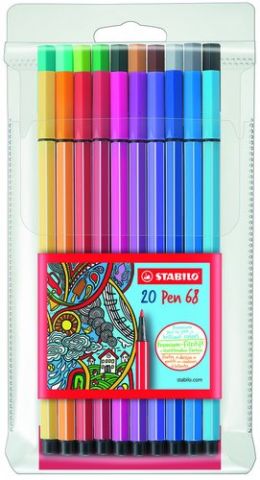 ROTULADOR FIBRA STABILO PEN 68 ESTUCHE de 20