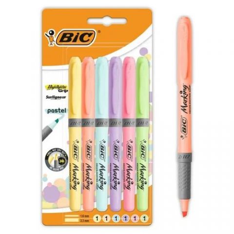 MARCADOR FLUOR BIC HIGHLIGHTER PASTEL BLISTER de 6
