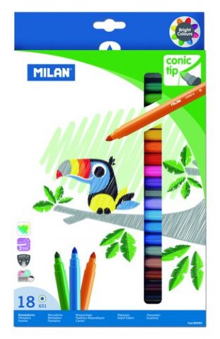 ROTULADOR FIBRA MILAN PUNTA CONICA ESTUCHE 18