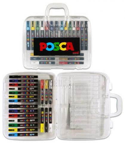 ROTUL.UNI-POSCA MALETA PLASTICO 20 SURTIDOS