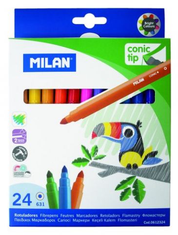 ROTULADOR FIBRA MILAN PUNTA CONICA ESTUCHE 24