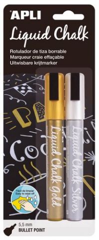 MARCADOR PIZARRA APLI CHALK CONICO 5.5 mm ORO/PLAT