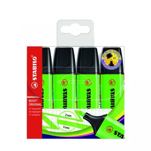 MARCADOR FLUOR STABILO BOSS 70 VERDE ESTUCHE de 4