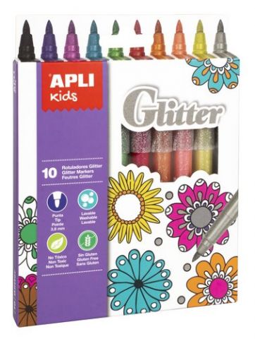 ROTULADOR APLI GLITTER ESTUCHE de 10