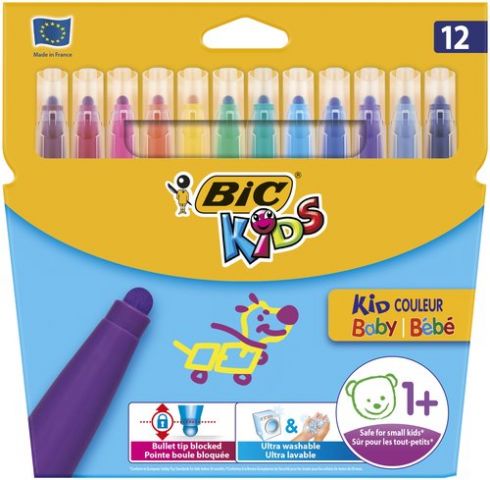 ROTULADOR FIBRA BIC KID COULEUR BABY CAJA de 12