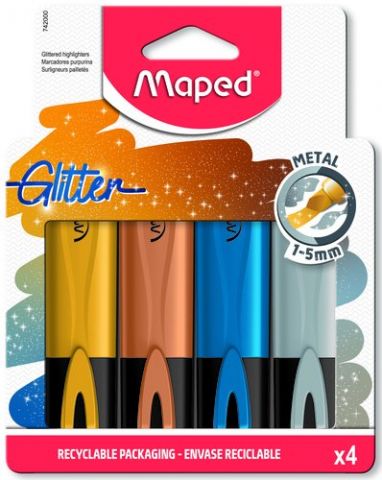 MARCADOR FLUOR MAPED FLUO PEPS METAL GLITTER  PACK