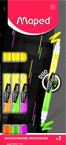 MARCADOR FLUOR MAPED FLUO DUO BLISTER DE 3