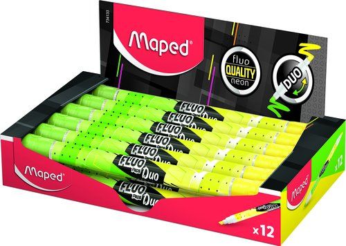 MARCADOR FLUOR MAPED FLUO DUO AMARILLO/VERDE CAJA