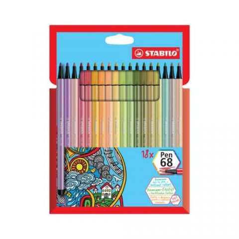 ROTULADOR FIBRA STABILO PEN 68 CAJA CARTON de 18
