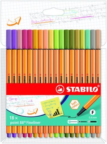 ROTULADOR FIBRA STABILO POINT 88 ESTUCHE de 18 (co