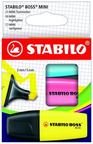 MARCADOR FLUOR STABILO BOSS MINI ESTUCHE DE 3