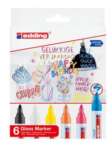 ROTULADOR EDDING 95 PARA CRISTAL estuche de 6 COLO