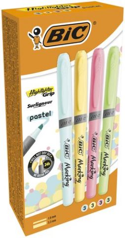 MARCADOR FLUOR BIC BRITE LINER GRIP PASTEL CAJA DE