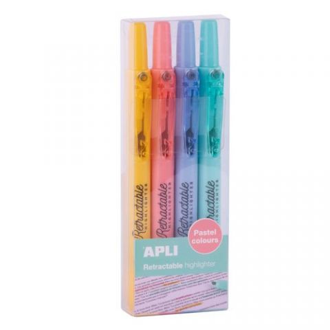 MARCADOR FLUOR APLI RETRACTABLE PASTEL SURTIDO BLI