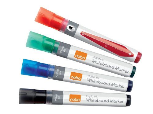 MARCADOR PIZARRA NOBO LIQUID BISELADO CAJA de 4 SU