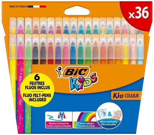 ROTULADOR FIBRA BIC KIDS ULTRA LAVABLE CAJA de 36