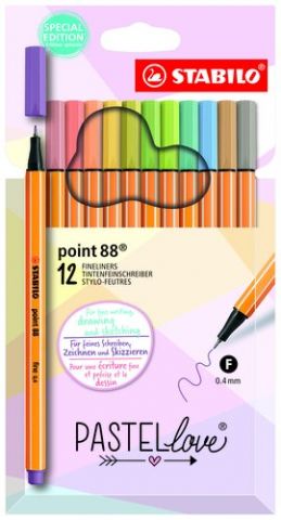 ROTULADOR FIBRA STABILO POINT 88 PASTEL LOVE ESTUC