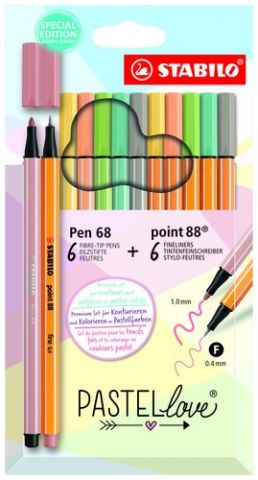 ROTULADOR FIBRA STABILO PEN 68/POINT 88 PASTEL LOV