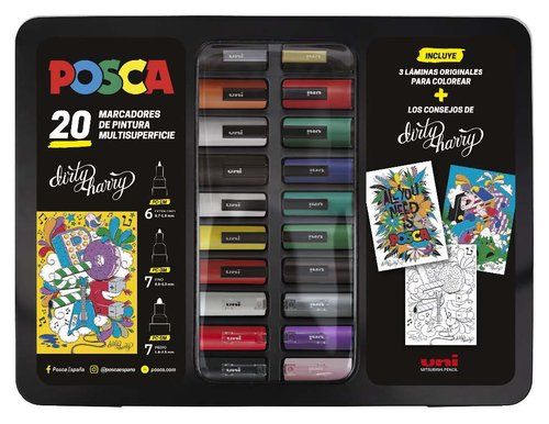ROTUL.UNI-POSCA CAJA METALICA 20 SURTIDOS